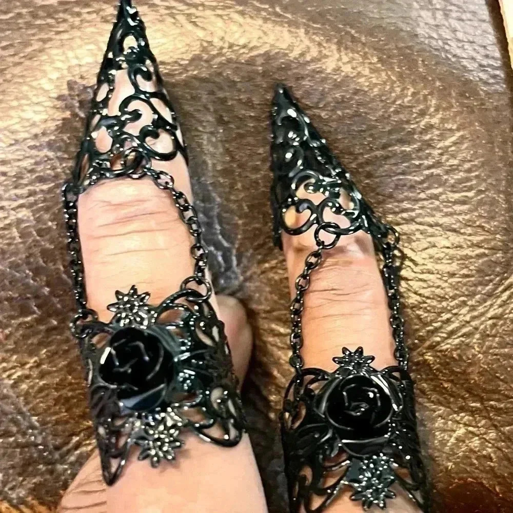 Two Black Finger Claw Gothic Rings